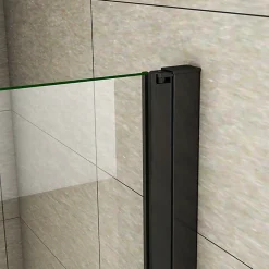 AICA Sanitaire Aica Porte De Douche Pivotante Noir Mat 80x200cm En 8mm Verre Anticalcaire