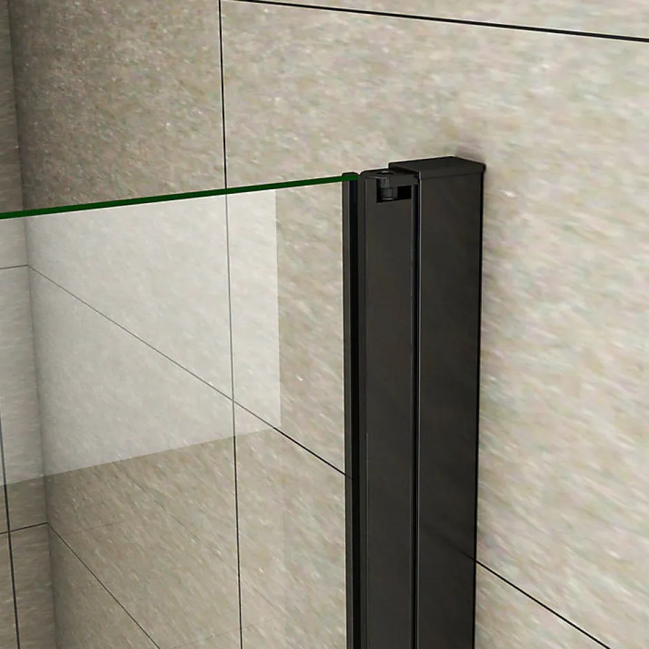 AICA Sanitaire Aica Porte De Douche Pivotante Noir Mat 80x200cm En 8mm Verre Anticalcaire