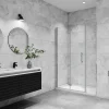 AICA Sanitaire AICA porte de douche pivotante 100x185cm porte de douche pliante avec un élément fixe en 6mm verre anticalcaire