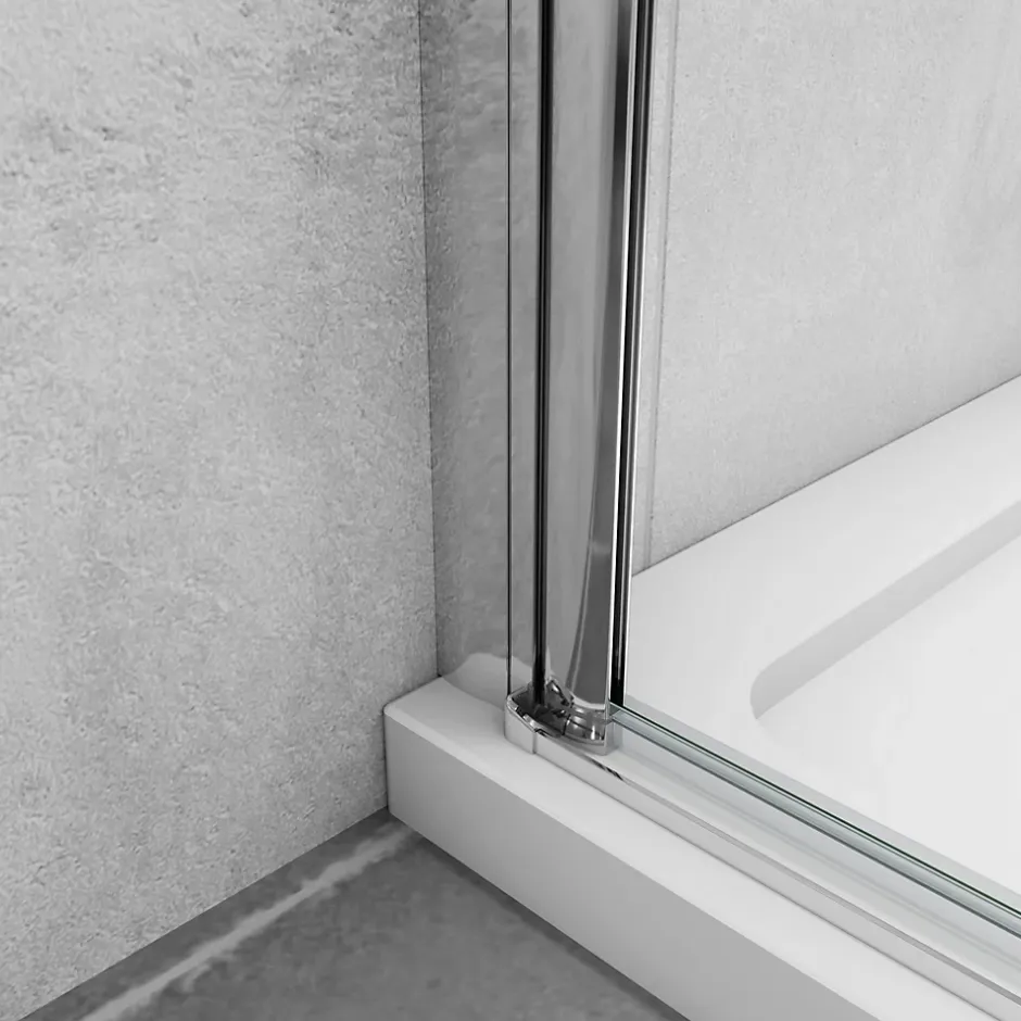 AICA Sanitaire AICA porte de douche pivotante 100x185cm porte de douche pliante avec un élément fixe en 6mm verre anticalcaire