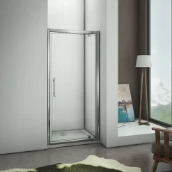 AICA Sanitaire Aica Porte De Douche 80x185 Cm Porte Pivotante Installation En Niche Verre Securit
