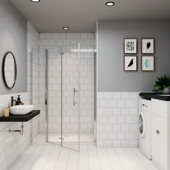 AICA Sanitaire AICA porte de douche 100x185cm en verre anticalcaire 2 verres mobile et un verre fixé* Porte De Douche