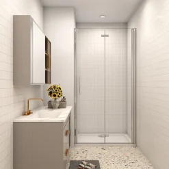 AICA Sanitaire AICA porte de douche 100x185cm 6mm verre clair trempé sécurit* Porte De Douche
