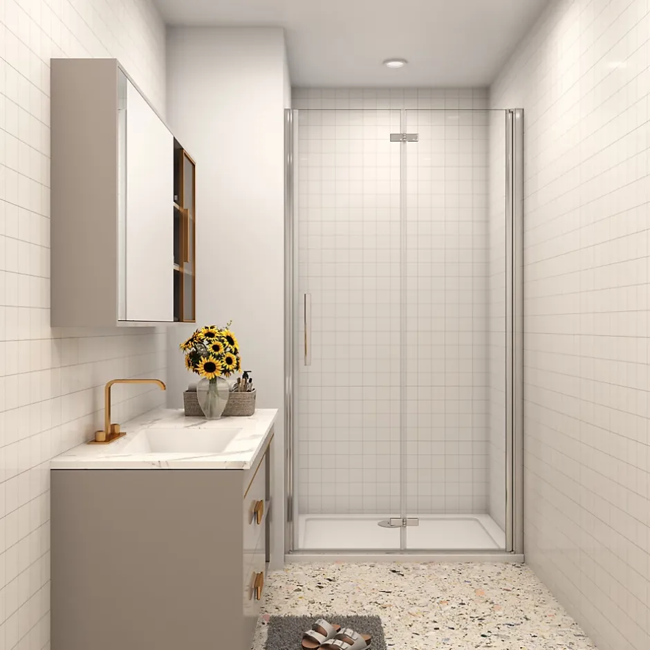 AICA Sanitaire AICA porte de douche 100x185cm 6mm verre clair trempé sécurit* Porte De Douche