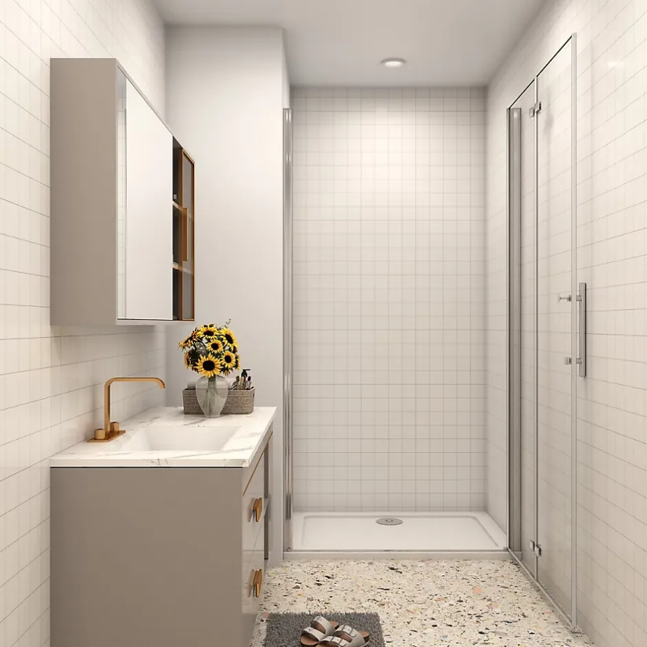AICA Sanitaire AICA porte de douche 100x185cm 6mm verre clair trempé sécurit* Porte De Douche
