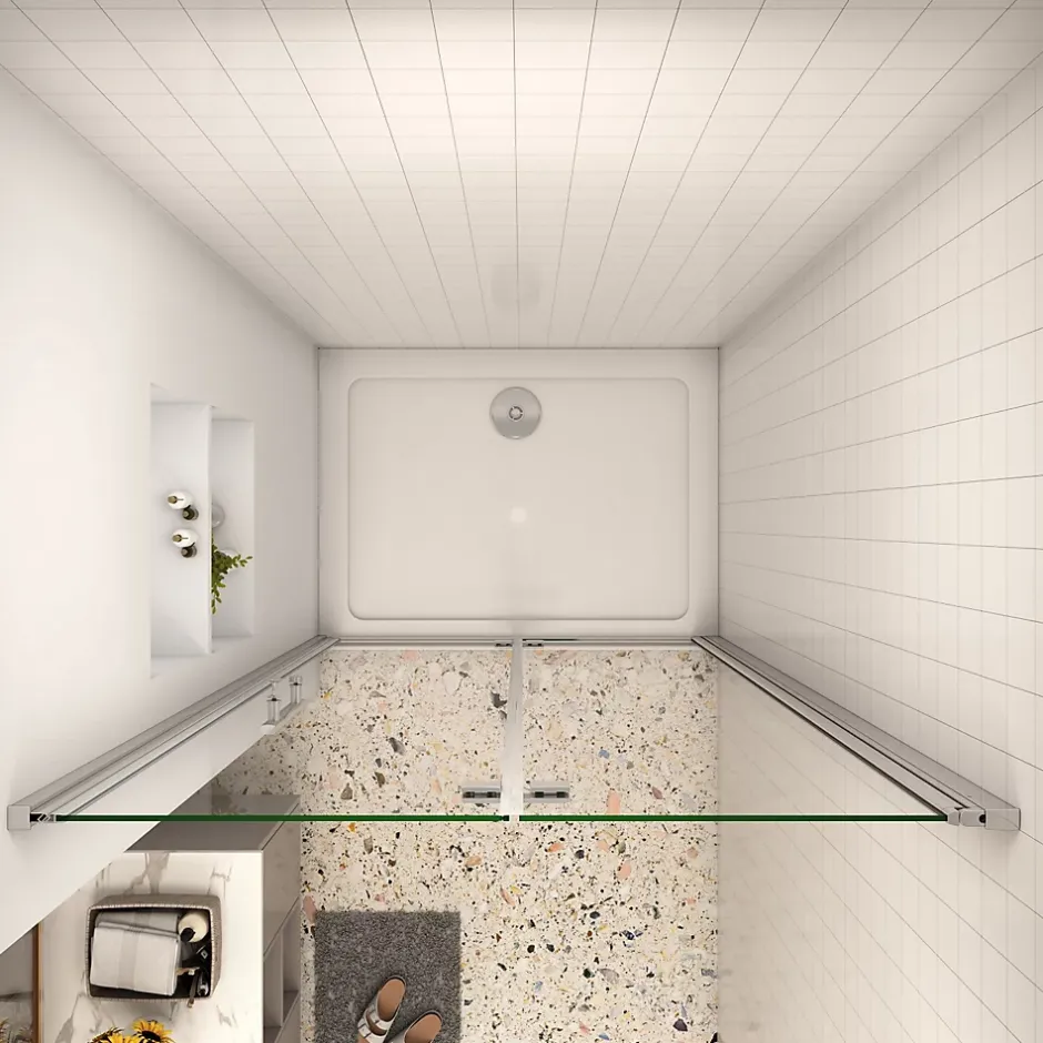 AICA Sanitaire AICA porte de douche 100x185cm 6mm verre clair trempé sécurit* Porte De Douche