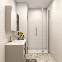 AICA Sanitaire AICA porte de douche 100x185cm 6mm verre clair trempé sécurit* Porte De Douche