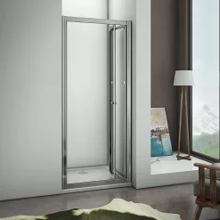AICA Sanitaire Aica Porte De Douche 100x185cm Pliante En Verre Sécurit Clair,installation En Niche* Porte De Douche