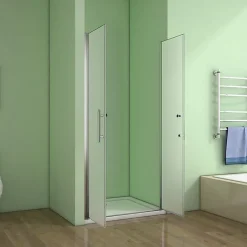 AICA Sanitaire Aica Porte De Douche 100x185cm Porte Battante Verre Satiné Et Anticalcaire Porte Battante En Niche* Porte De Douche