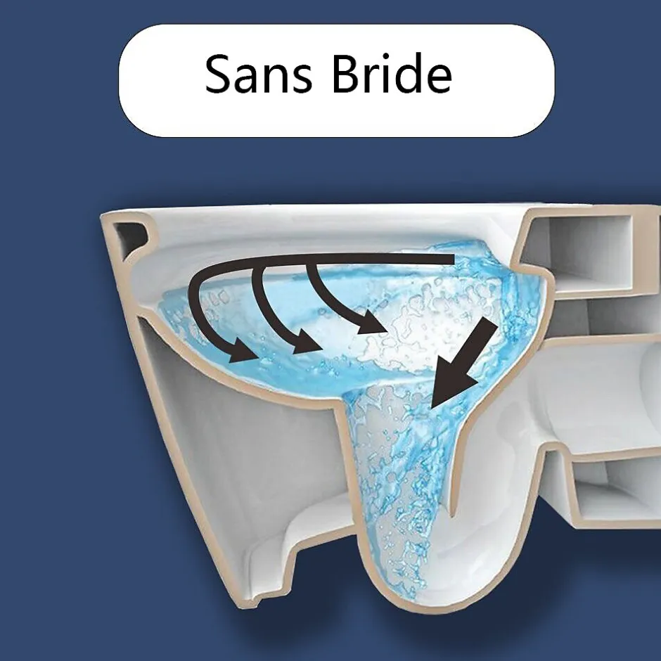 AICA Sanitaire AICA Sans Bride WC Suspendu 52,5x36x36cm Avec Abattant Ultra Fin Soft-Close