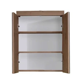 Trend Team AMANDA - Armoire de toilette murale - 2 portes miroir - Mélaminé Blanc/Chêne. L - H - P : 60 - 77 - 17 cm
