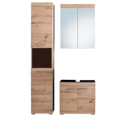 Trend Team AMANDA - Ensemble salle de bain 3 pièces. mélaminé couleur chêne L - H - P : 112 - 190 - 34 cm* Meuble Sous Lavabo