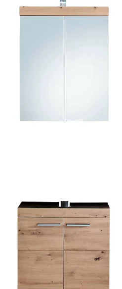 Trend Team AMANDA - Ensemble salle de bain 2 pièces. mélaminé couleur chêne L - H - P : 60 - 190 - 34 cm