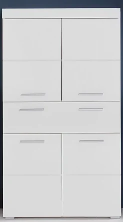 Trend Team AMANDA - Meuble de salle de bain mélaminé - Meuble Commode. Blanc brillant. L-H-P : 73 - 132 - 31 cm* Meuble De Salle De Bains Faible Profondeur|Armoire De Salle De Bains