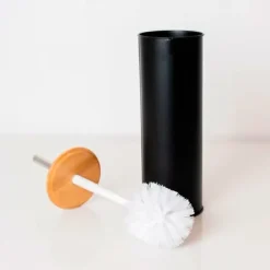 Amig - Brosse toilette NATURLINE - 95 x 380 mm - Acier / Bambou - Noir* Chasse D'Eau