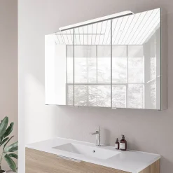 Bernstein Amoire de toilette suspendue 120x19x72,5cm (LxPxH), 3 portes mirroir, éclairage LED + prise électrique, Charnières mobiles, NEO* Armoire De Toilette