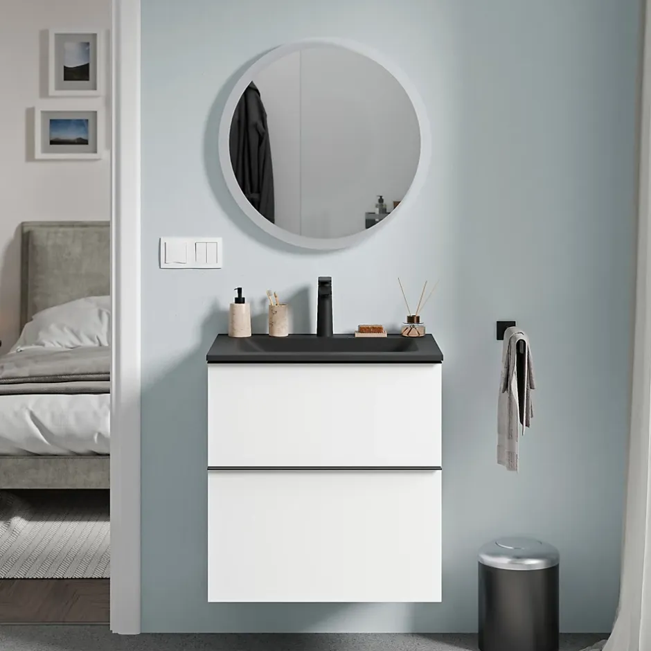 Bernstein Amoire de toilette suspendue 40x19x72,5cm (LxPxH), 1 porte mirroir, éclairage LED + prise électrique, Charnières mobiles, NEO* Armoire De Toilette