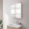 Bernstein Amoire de toilette suspendue 60x19x72,5cm (LxPxH), 2 portes mirroir, éclairage LED + prise électrique, Charnières mobiles, NEO
