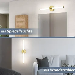 Nettlife Applique murale de salle de bain à LED 8W, lampe de salle de bain, applique murale 4000K IP44