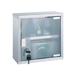 MSV Armoire à pharmacie à clé Acier Inox verre