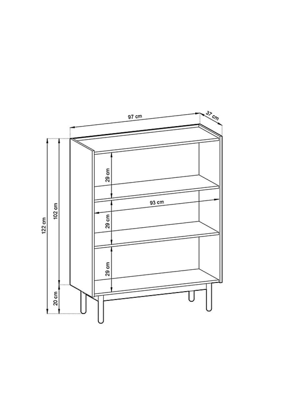 3xE Living Armoire : 2 Portes, 3 Étagères, Chêne Riviera, 97 X 122 X 37 Cm* Armoire De Salle De Bains