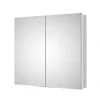 Bernstein Armoire à glace aluminium murale salle de bain et toilettes, étagère avec miroir avec LED encastrée + prise, UP7012, H.70cmxL.80cm