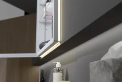 Bernstein Armoire à glace aluminium murale salle de bain + toilettes, étagère + miroir LED encastrée + prise, UP7012, H.70cm, Largeur 50cm