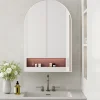 ProximaX Armoire à miroir cintrée blanche avec cadre métal, armoire murale à étagères réglables, rangement salle de bain, salon ou chambre* Armoire De Toilette