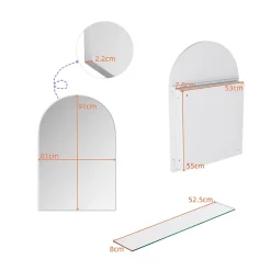 ProximaX Armoire à miroir cintrée blanche avec cadre métal, armoire murale à étagères réglables, rangement salle de bain, salon ou chambre* Armoire De Toilette