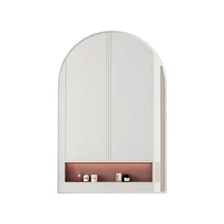 ProximaX Armoire à miroir cintrée blanche avec cadre métal, armoire murale à étagères réglables, rangement salle de bain, salon ou chambre* Armoire De Toilette