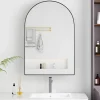 ProximaX Armoire à miroir cintrée noire avec cadre métal, armoire murale à étagères réglables, rangement salle de bain