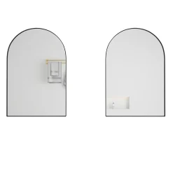 ProximaX Armoire à miroir cintrée noire avec cadre métal, armoire murale à étagères réglables, rangement salle de bain
