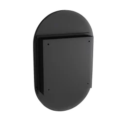 Okwish Armoire à Miroir Ovale Murale avec Cadre Métallique Noir - Meuble de Salle de Bain avec Étagères Réglables, 51.5x85 cm, Noir