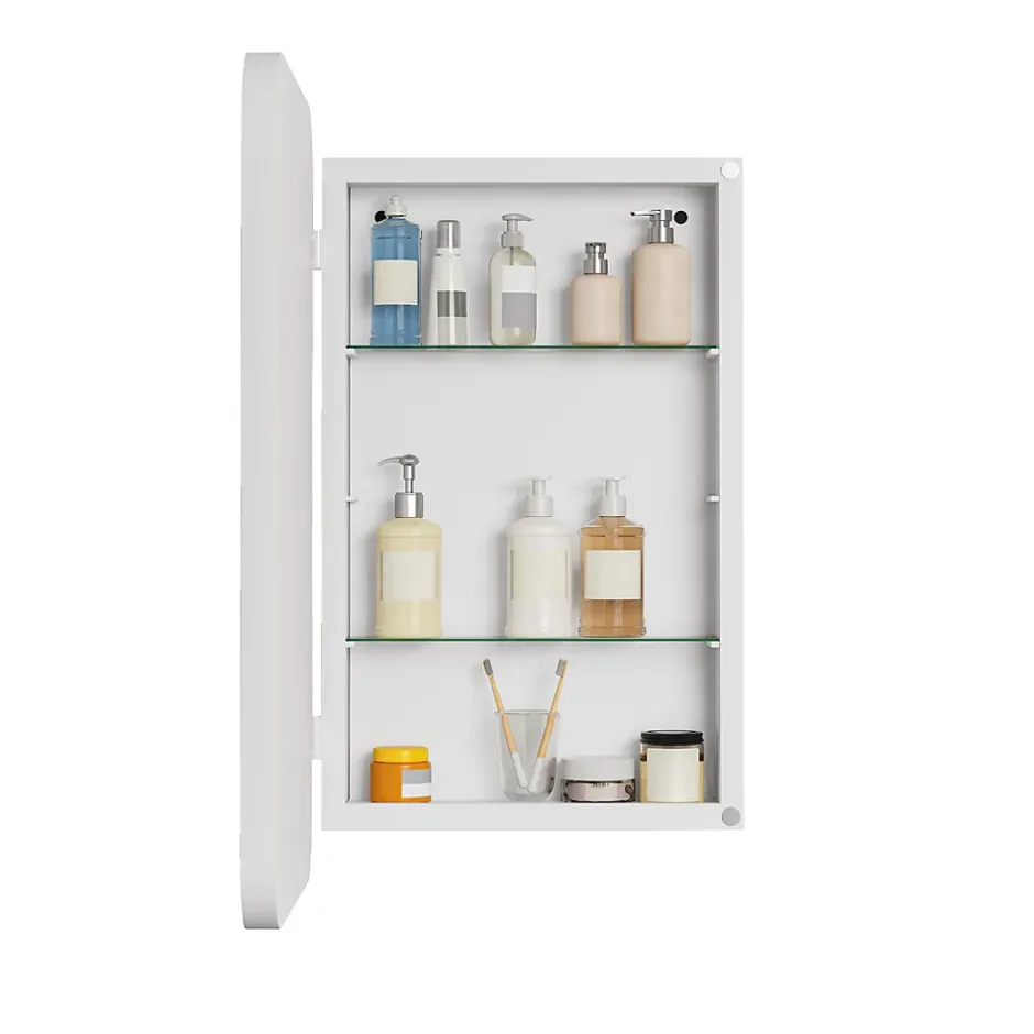ProximaX Armoire à miroir rectangulaire avec cadre métal, armoire murale à étagères réglables, pour salle de bain ou chambre, blanc* Armoire De Toilette