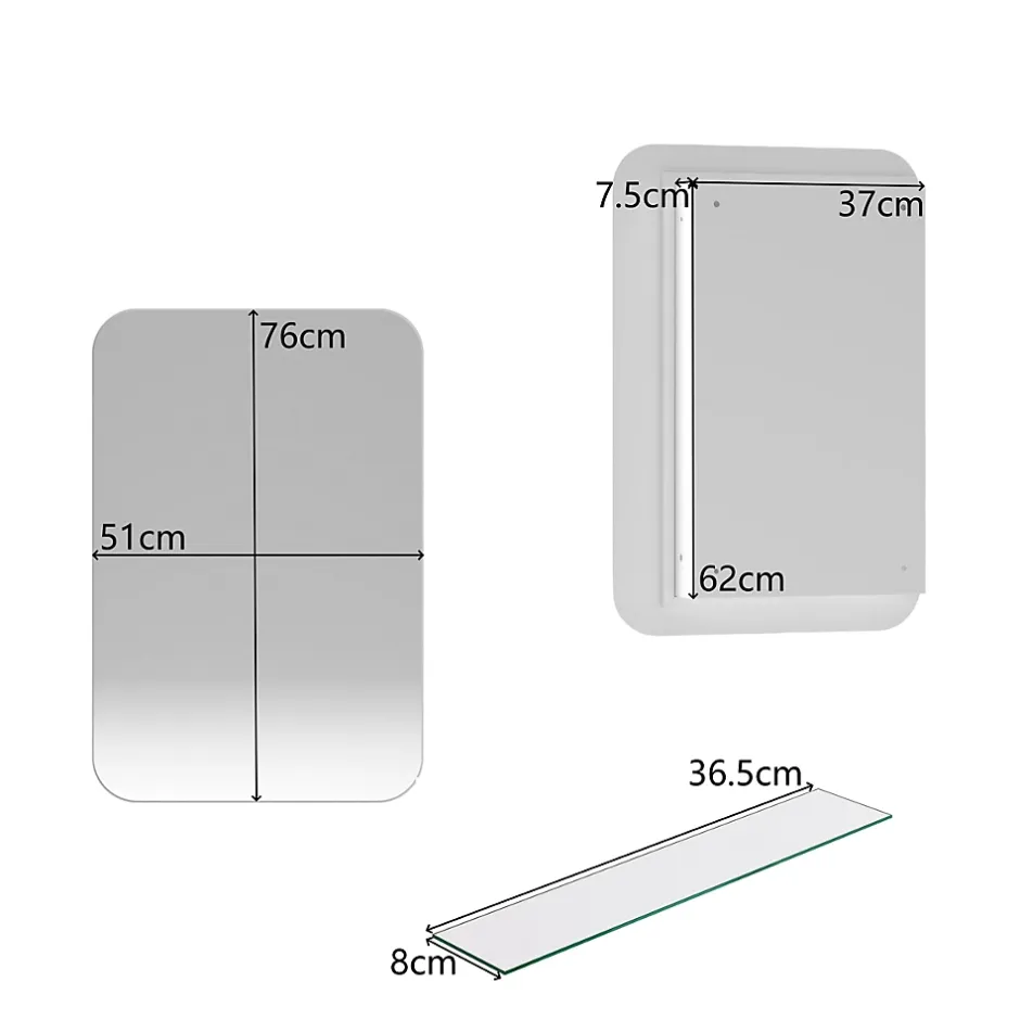 ProximaX Armoire à miroir rectangulaire avec cadre métal, armoire murale à étagères réglables, pour salle de bain ou chambre, blanc* Armoire De Toilette