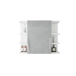 Ml-Design Armoire à miroir salle de bain meuble cabinet toilette murale blanc 80x64x21 cm