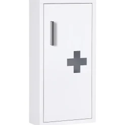 kleankin Armoire à pharmacie 2 étagères 3 niveaux dim. 30L x 12l x 60H cm logo croix transparent acier blanc