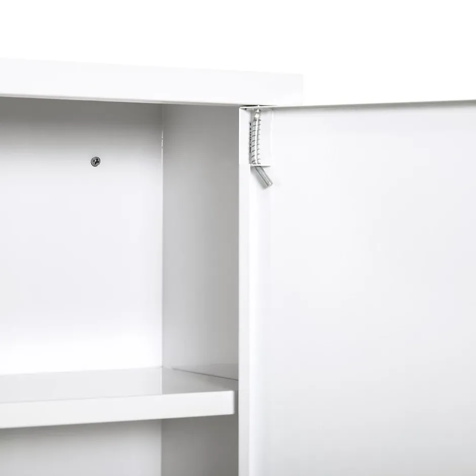 kleankin Armoire à pharmacie 2 étagères 3 niveaux verrouillable dim. 40L x 18l x 60H cm 2 clés métal blanc