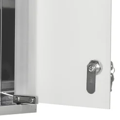 kleankin Armoire à pharmacie 2 étagères 3 niveaux 20L x 12l x 58H cm porte verre trempé symbole croix acier inox.