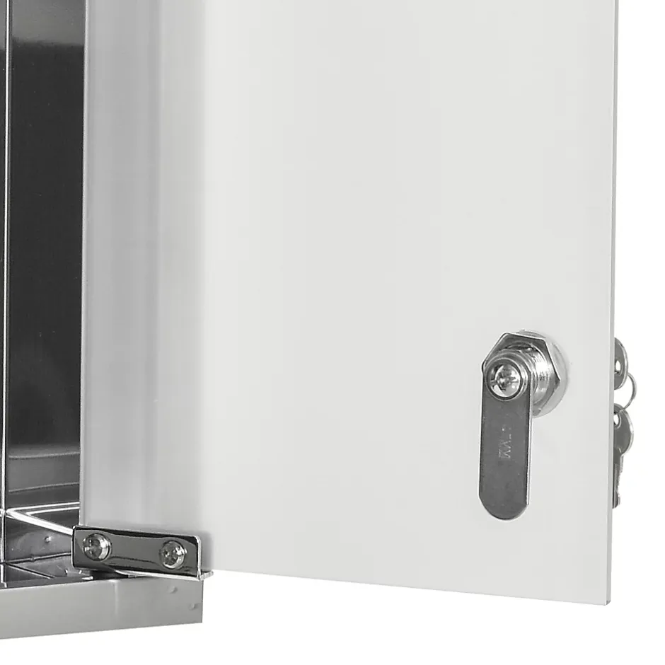 kleankin Armoire à pharmacie 2 étagères 3 niveaux 20L x 12l x 58H cm porte verre trempé symbole croix acier inox.