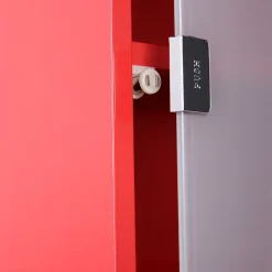 Homcom Armoire à pharmacie 3 étagères 4 niveaux verrouillable porte verre trempé dépoli logo croix 30L x 12l x 60H cm acier inox rouge* Armoire De Toilette
