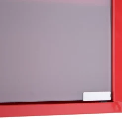 Homcom Armoire à pharmacie 3 étagères 4 niveaux verrouillable porte verre trempé dépoli logo croix 30L x 12l x 60H cm acier inox rouge* Armoire De Toilette