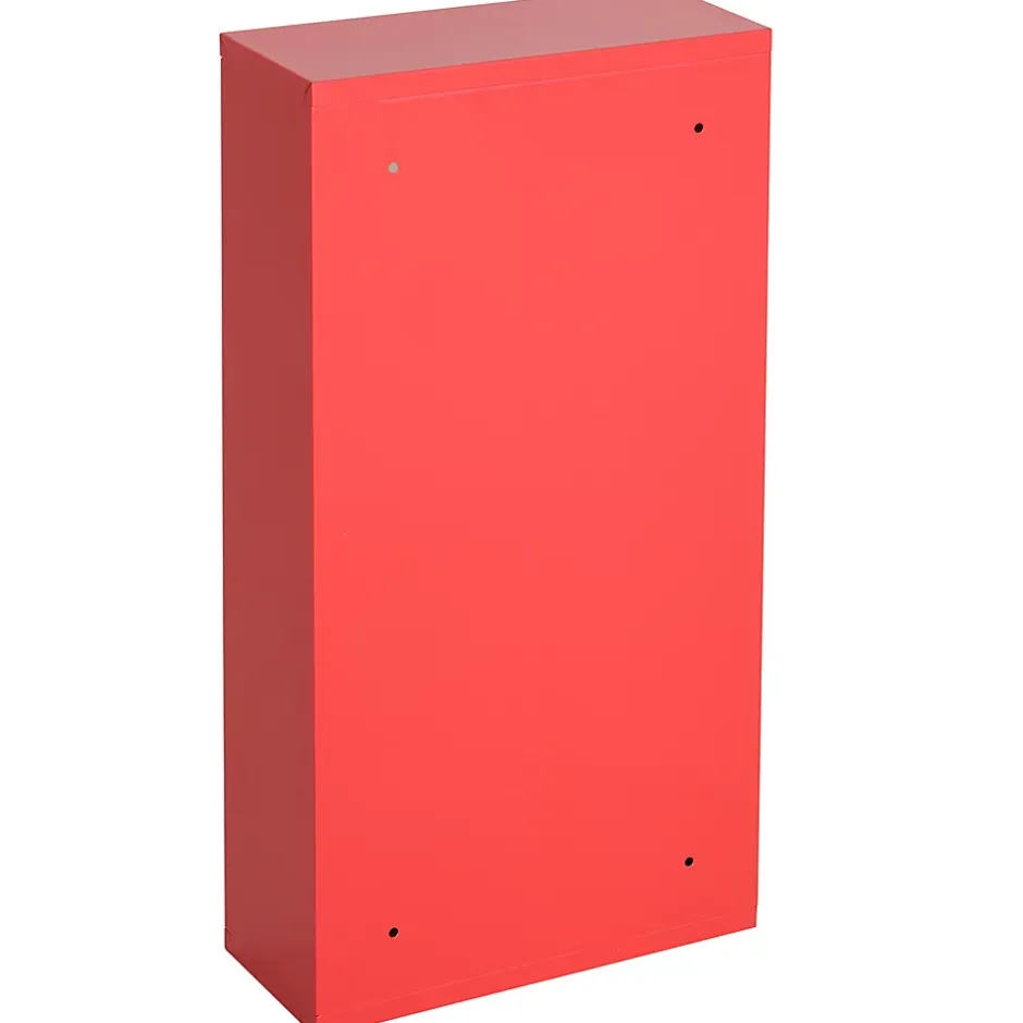 Homcom Armoire à pharmacie 3 étagères 4 niveaux verrouillable porte verre trempé dépoli logo croix 30L x 12l x 60H cm acier inox rouge* Armoire De Toilette