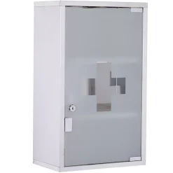 Homcom Armoire à pharmacie murale verrouillable 3 niv. acier inox* Armoire De Toilette