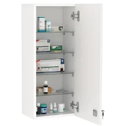kleankin Armoire à pharmacie murale verrouillable - 5 niveaux - verre panneaux blanc
