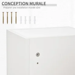 kleankin Armoire à pharmacie murale verrouillable - 5 niveaux - verre panneaux blanc