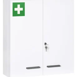 kleankin Armoire à pharmacie murale verrouillable 2 portes 6 étagères 6 compartiments dim. 55 x 18 x 60 cm acier blanc