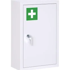 Homcom Armoire à pharmacie verrouillable 3 niv. 2 clés logo croix acier blanc* Armoire De Toilette