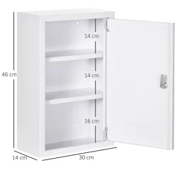 Homcom Armoire à pharmacie verrouillable 3 niv. 2 clés logo croix acier blanc* Armoire De Toilette