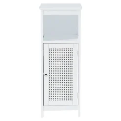 [En.Casa] Armoire basse de salle de bain Karlsoey avec 1 porte MDF PVC 80 x 30 x 28 cm blanc en.casa* Meuble De Salle De Bains Faible Profondeur